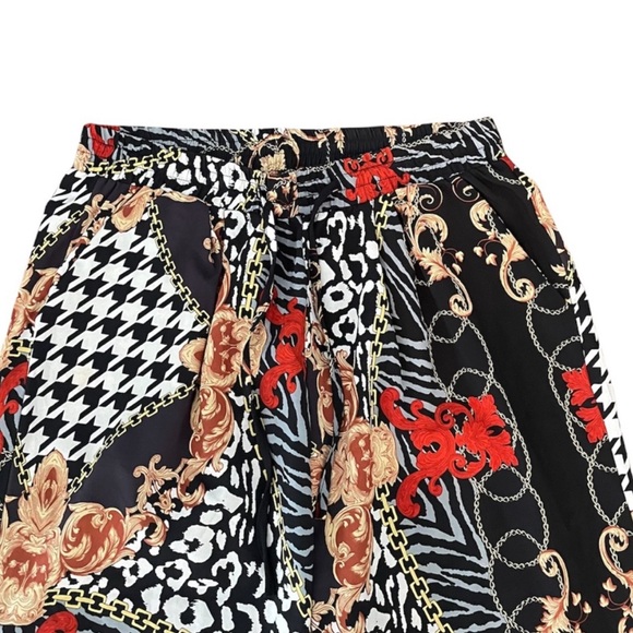 PrettyLittleThing pull on abstract pattern elastic waist drawstring pants size 8 - Picture 6 of 10